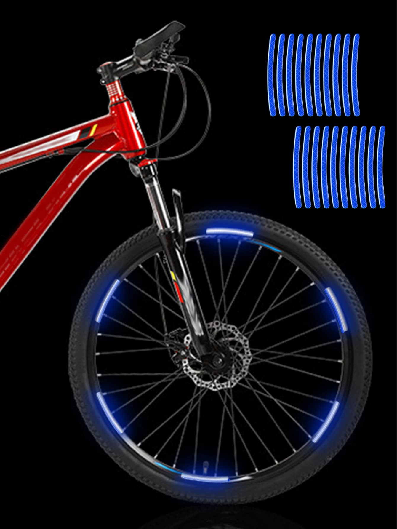 20pcs Bicycle Tire Reflective Stickers Honeycomb Pattern Night Cycling Decoration Sticker For Mountain Bike, Road Bike, Racing Bike, Warning - Blue - View 1