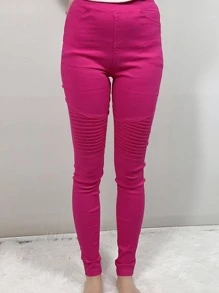 LA PRINCESA Biker Leggings Slim Pants With Pleated Pocket