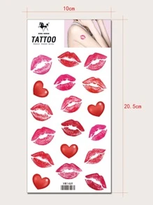 KING HORSE Pegatina de tatuaje, 1 hoja de tatuajes temporales con estampado de labios y corazones para mujeres, pegatinas de tatuaje para adultos, tatuaje realista de labios, corazón, para mujeres y niñas - Multicolor - Ver 6