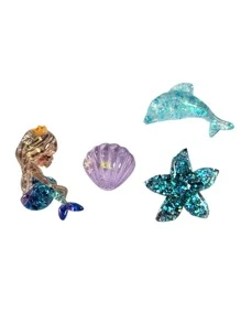 10入組混合樹脂美人魚和海豚耳環/頭飾/吊墜DIY珠寶製作材料，同時適用於文具、手機殼、鑰匙扣、杯子、鞋子裝飾、冰箱貼紙，附有雙面膠帶 - 彩色 - 查看 7