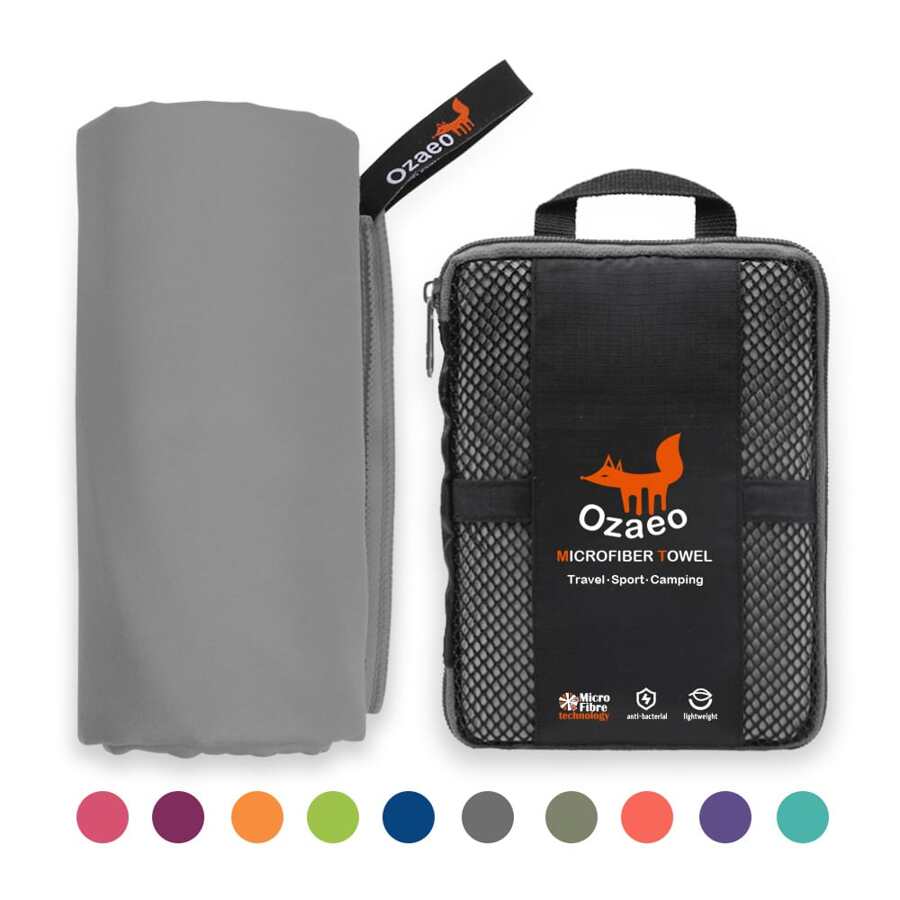 Ultrafine Fiber Towel Suitable For Travel, Sports, Beach Towel, Quick Dry, Super Absorbent, Super Compact, Suitable For Camping, Hiking, Gym, Beach, Swimming, Yoga - Grey - View 1