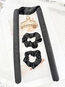 4入組升級第二代無熱海綿彈性捲髮棒，女士適用的大波浪極舒適捲髮工具 - 黑色 - 查看 3