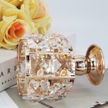 水晶玻璃烛台矮人茶灯烛台，手工制作的裂纹圆形茶蜡烛灯，适用于餐桌中心装饰婚礼生日派对装饰礼物 - 金色 - 查看 4