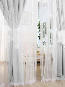 Rèm đơn hai lớp màu trơn, rèm cản sáng polyester hiện đại cho phòng ngủ và phòng khách - Màu Xám nhạt - Xem 6