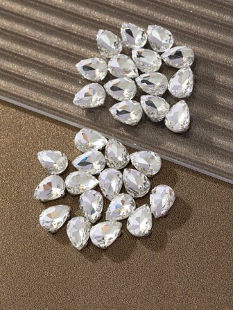 100 件 10*14 毫米水滴形手工缝制玻璃珠，不对称形状玻璃爪珠，服装鞋包配饰