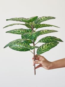 1入組人造馬蹄鐵樹葉不附帶花盆,國家風格家庭客廳和餐廳裝飾用品 - 綠色 - 查看 3