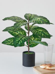 1入組人造馬蹄鐵樹葉不附帶花盆,國家風格家庭客廳和餐廳裝飾用品 - 綠色 - 查看 1