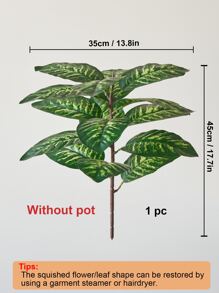 1入組人造馬蹄鐵樹葉不附帶花盆,國家風格家庭客廳和餐廳裝飾用品 - 綠色 - 查看 2
