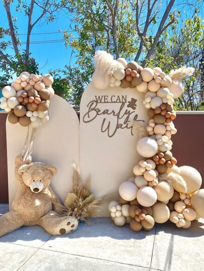182pcs Cream Brown Coffee Beige Balloons Garland Set Kids Birthday Party Decoration Baby Shower Balloon Arch Kit Christening Baptism Wedding Decor