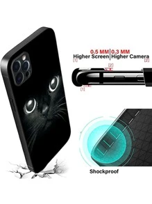 Tương thích với iPhone 16, 1 chiếc ốp lưng điện thoại TPU mềm màu đen, chống sốc và chống trầy xước, mỏng nhẹ, hình mèo ria mép, bảo vệ điện thoại di động cá tính, tương thích với dòng /Redmi/OPPO/OnePlus/Infinix - - Nhiều màu - Xem 3