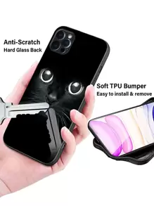 Tương thích với iPhone 16, 1 chiếc ốp lưng điện thoại TPU mềm màu đen, chống sốc và chống trầy xước, mỏng nhẹ, hình mèo ria mép, bảo vệ điện thoại di động cá tính, tương thích với dòng /Redmi/OPPO/OnePlus/Infinix - - Nhiều màu - Xem 2