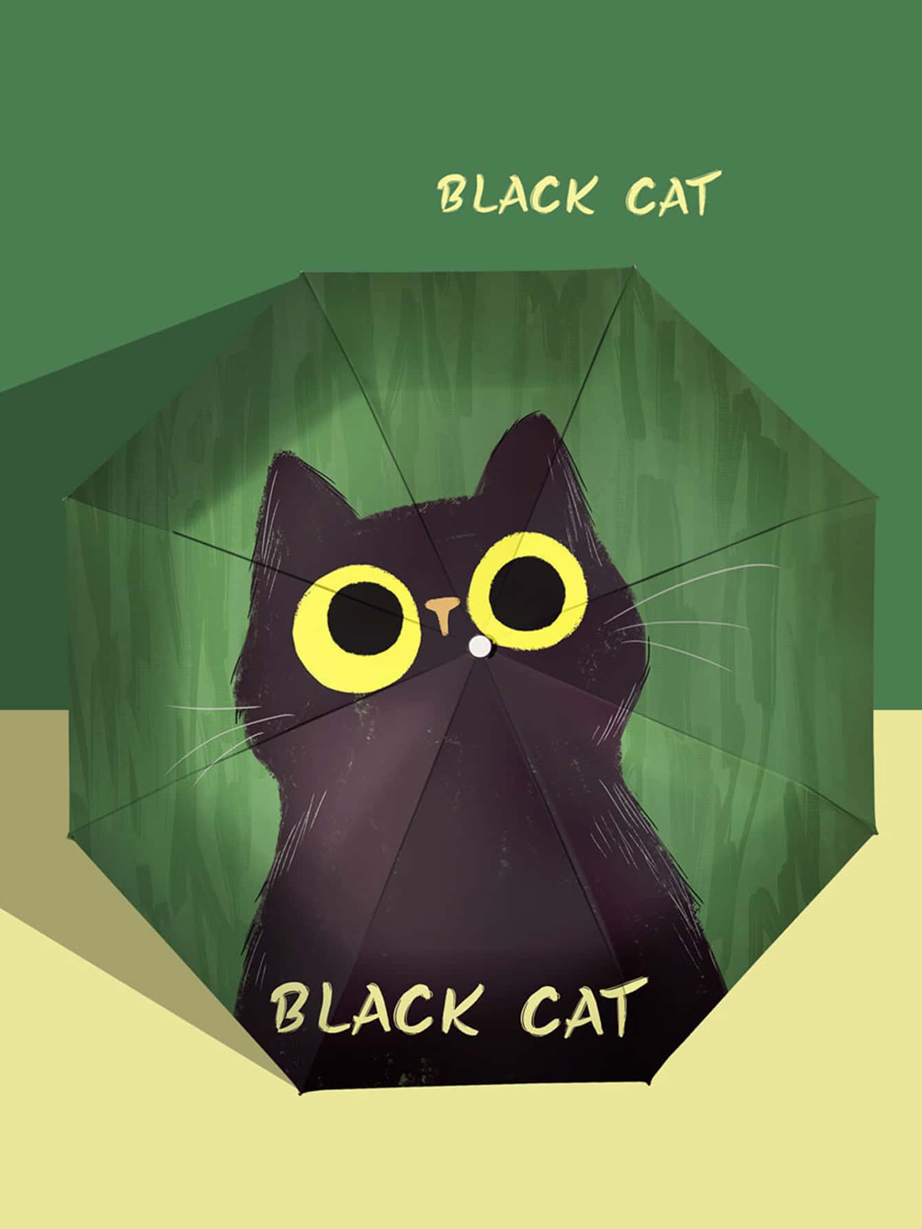 1 pieza Paraguas plegable y automático con diseño de gato y sol, adecuado para lluvia o sol, paraguas de dibujos animados portátil para estudiantes - Multicolor - Ver 1