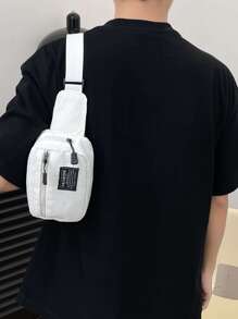 1 Peça Bolsa de Peito Masculina Pequena, de Veludo Cotelê com Cor Sólida, Estilo Esportivo Versátil e Casual, Apropriada para Faculdade, Pai, Calouro, Multifuncional para Livros, Presentes Universitários, Itens Essenciais para Viagem, Férias, Volta às Aulas, Férias de Primavera, Bolsa Branca, Bolsa de Cintura, Suprimentos Escolares, Bolsa Lateral Pequena, Itens Essenciais Masculinos, Bolsa Esportiva, Formatura - Branco - Visão 5