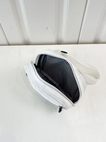 1 Peça Bolsa de Peito Masculina Pequena, de Veludo Cotelê com Cor Sólida, Estilo Esportivo Versátil e Casual, Apropriada para Faculdade, Pai, Calouro, Multifuncional para Livros, Presentes Universitários, Itens Essenciais para Viagem, Férias, Volta às Aulas, Férias de Primavera, Bolsa Branca, Bolsa de Cintura, Suprimentos Escolares, Bolsa Lateral Pequena, Itens Essenciais Masculinos, Bolsa Esportiva, Formatura - Branco - Visão 4