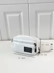1 Peça Bolsa de Peito Masculina Pequena, de Veludo Cotelê com Cor Sólida, Estilo Esportivo Versátil e Casual, Apropriada para Faculdade, Pai, Calouro, Multifuncional para Livros, Presentes Universitários, Itens Essenciais para Viagem, Férias, Volta às Aulas, Férias de Primavera, Bolsa Branca, Bolsa de Cintura, Suprimentos Escolares, Bolsa Lateral Pequena, Itens Essenciais Masculinos, Bolsa Esportiva, Formatura - Branco - Visão 2