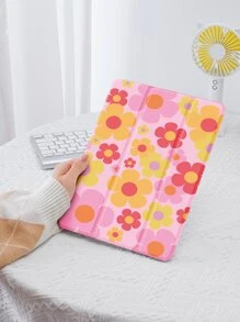 Flower Pattern Case Compatible With IPad With Pen Holder,Supports Automatic Sleep/Wake Lid - Multicolor - View 2