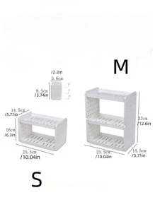 1入組ins風格雙層鏤空桌面收納帶鉤子,筆筒和收納架子