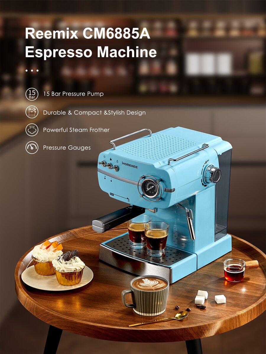Ihomekee Espresso Machine, Retro Style Espresso Coffee Maker with Fast