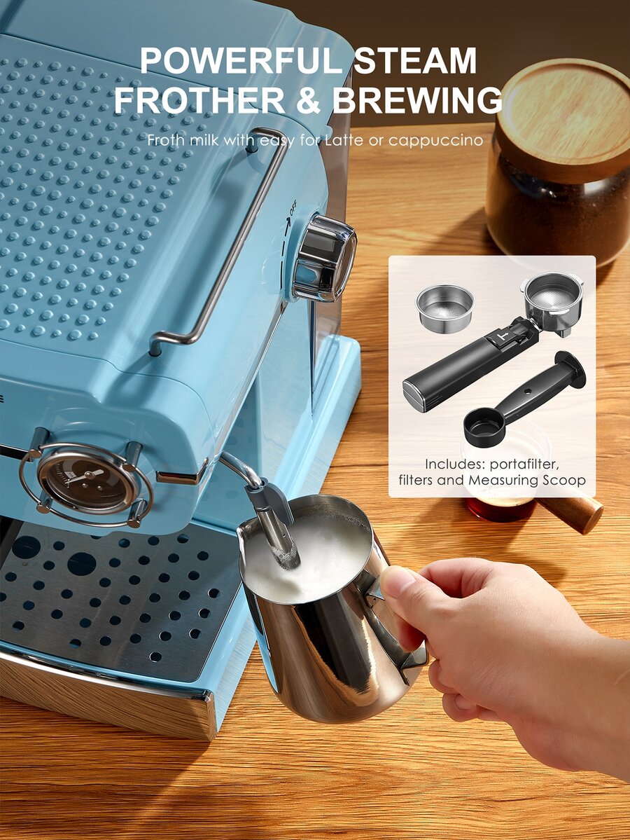 Ihomekee Espresso Machine, Retro Style Espresso Coffee Maker with Fast