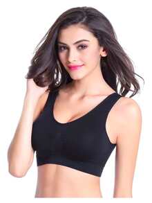 Bra Sin Varillas Ooh Lala Brasier Deportivo Levanta y Moldea - Negro - Ver 2