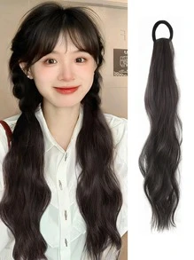 Medium Body Wave Ponytail Synthetic Hair Extension - Black - View 1