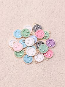 20pcs Mixed Color Zinc Alloy Emoticon Design Bead For Diy Necklace, Bracelet Making