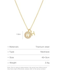 1 pieza Collar con colgante elegante zirconia cúbica minimalista 26 alfabeto , perfecto como compromiso , boda , regalo de cumpleaños para mujeres - Dorado - Ver 5