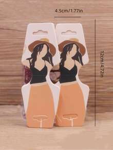 100pcs Creative Earring Cards With Fashion Girl Print For Earring Display And Organization - Apricot - View 3
