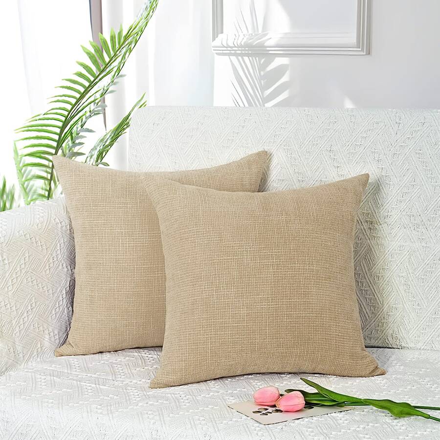 One Khaki Starry Pattern Decorative Pillow Cover (Pillow Core Not Included), Fashionable Modern Square Chenille Cushion Cover For Daily Use On Sofa, Bed, Car Or As A Lumbar Support. Universal For All Seasons. - Khaki - View 1