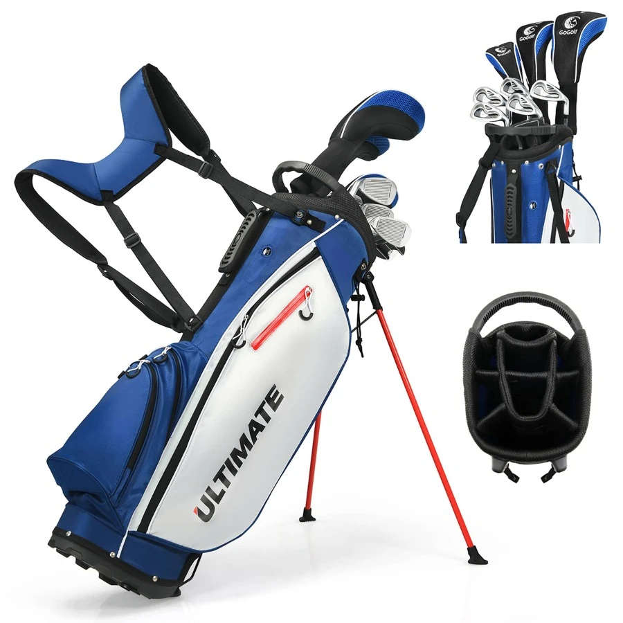 Men's Complete Golf Clubs Package Set 10 Pieces Includes Alloy Driver - Blue - View 1