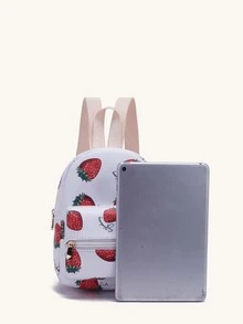 dulce con estampado de fresa alumno Mochila , de moda & ligero Mochila - Blanco - Ver 3