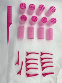 Multi-Piece Set Women Hair Curler Combo, Suitable For Voluminous Hair, Natural Curly Style, Everyday For Girls ,Hair Styling Tools Hair Accessories - Hot Pink - View 11