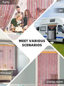 LaSyL 門口串珠窗簾，彩色水晶珠屏風家居隱私裝飾，適合客廳隔斷衣櫃門走廊入口 - 七彩色 - 查看 7