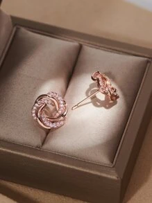 1 Par/2 Peças Brincos de Botão de Zircônia Elegantes, Simples e Versáteis para Mulheres, Presente para o Dia dos Namorados/Dia das Mães, Mamãe, Mãe, Dia das Mães, Presente