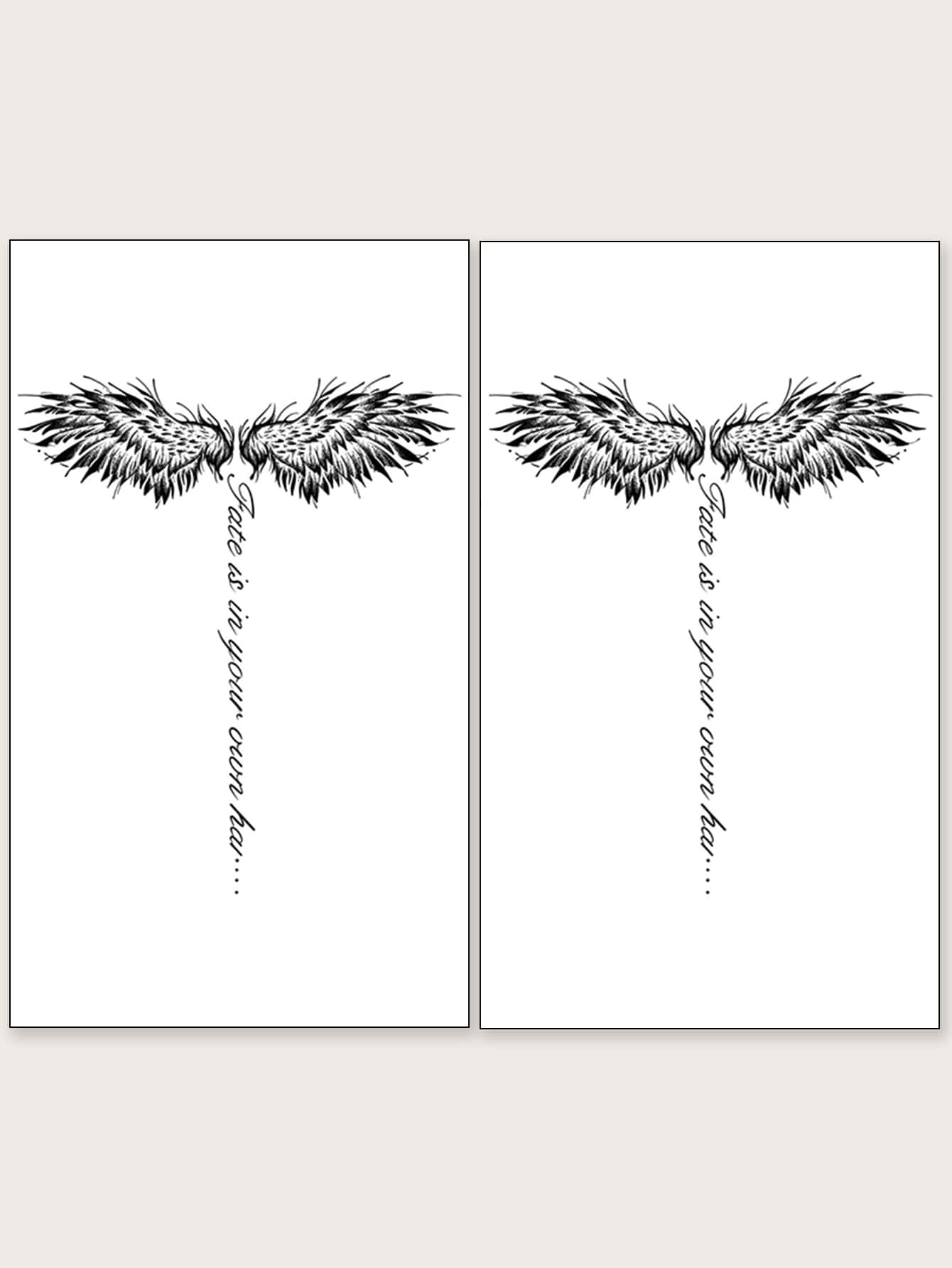 2 pegatinas de tatuaje semipermanentes de hierbas azules con patrón de palabras y alas, duraderas y no reflectantes, para brazo o cuerpo,tatuajes maquina para tatuar tatuajes falsos - Negro - Ver 1