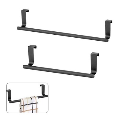 1pc Stainless Steel Kitchen Towel Rack With Single Rod, Cabinet Door Back Style Towel Hanger, Silver
