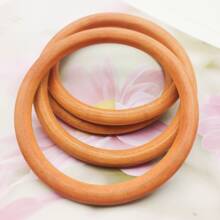 2入組時尚圓形木頭手鍊適合女士派對首飾類 - 杏色 - 查看 3