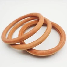 2入組時尚圓形木頭手鍊適合女士派對首飾類 - 杏色 - 查看 2