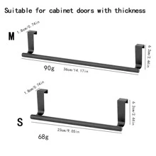 1pc Stainless Steel Kitchen Towel Rack With Single Rod, Cabinet Door Back Style Towel Hanger, Silver