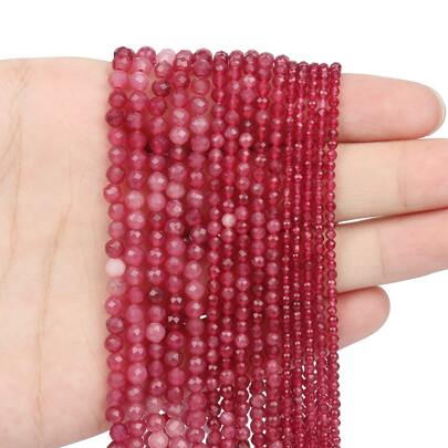 1 Strand Natural Faceted Stone Ruby Loose Beads Fit Jewelry Making DIY Accessories