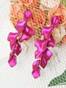 Betykuku 1pair Baroque Style Flower Petal Shaped Pendant Earrings Valentines - Hot Pink - View 4