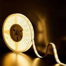 歐洲標準12v Cob低壓柔性燈條,3000k色溫、高亮度、無暗區,適用於臥室、衣櫃、酒櫃等照明,自粘式led燈條 - 黃色 - 查看 2
