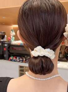 6 件/套女士纯色皱纹发圈，通用休闲马尾辫夹，学校发带马尾辫夹发圈发绳，发球 - 彩色 - 查看 3