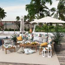 1入組熱帶印花圖案戶外藤椅子四季彈性沙發墊套 - 彩色 - 查看 1