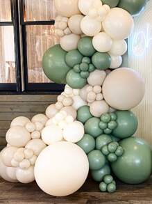 Kit de Arco de Balões Retrô Verde Bege de 145 Peças para Decoração de Festa de Aniversário de Chá de Bebê ou Batizado, Balões de Decoração de Casamento - Multicolorido - Visão 3