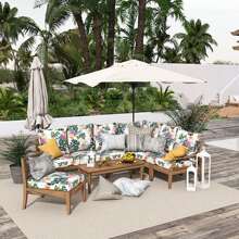 1入組熱帶印花圖案戶外藤椅子四季彈性沙發墊套 - 彩色 - 查看 8