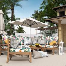 1入組熱帶印花圖案戶外藤椅子四季彈性沙發墊套 - 彩色 - 查看 7