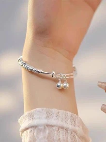 1入組時尚中式銀鈴鐺手鐲手環適合女士 - 鈴鐺 - 查看 4