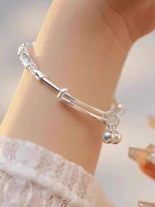 1入組時尚中式銀鈴鐺手鐲手環適合女士 - 鈴鐺 - 查看 5