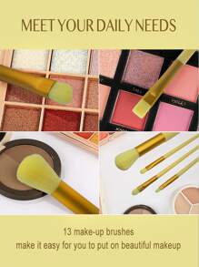 13pcs Portable Makeup Brush Set, Blush & Eyeshadow Brush Kit, Comprehensive Beauty Tools,Brush Set,Makeup Brush Kit,Make Up Brush Set,Make Up Set Complete,Makeup Brush Set,Complete Makeup Kit,Brush Kit,Brushes Makeup Set,Makeup Gift Set,Set - Yellow - View 4